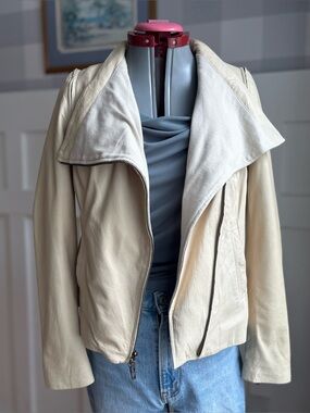 Vince Butter Leather Leather Asymmetrical Zip Jacket Small Designer
